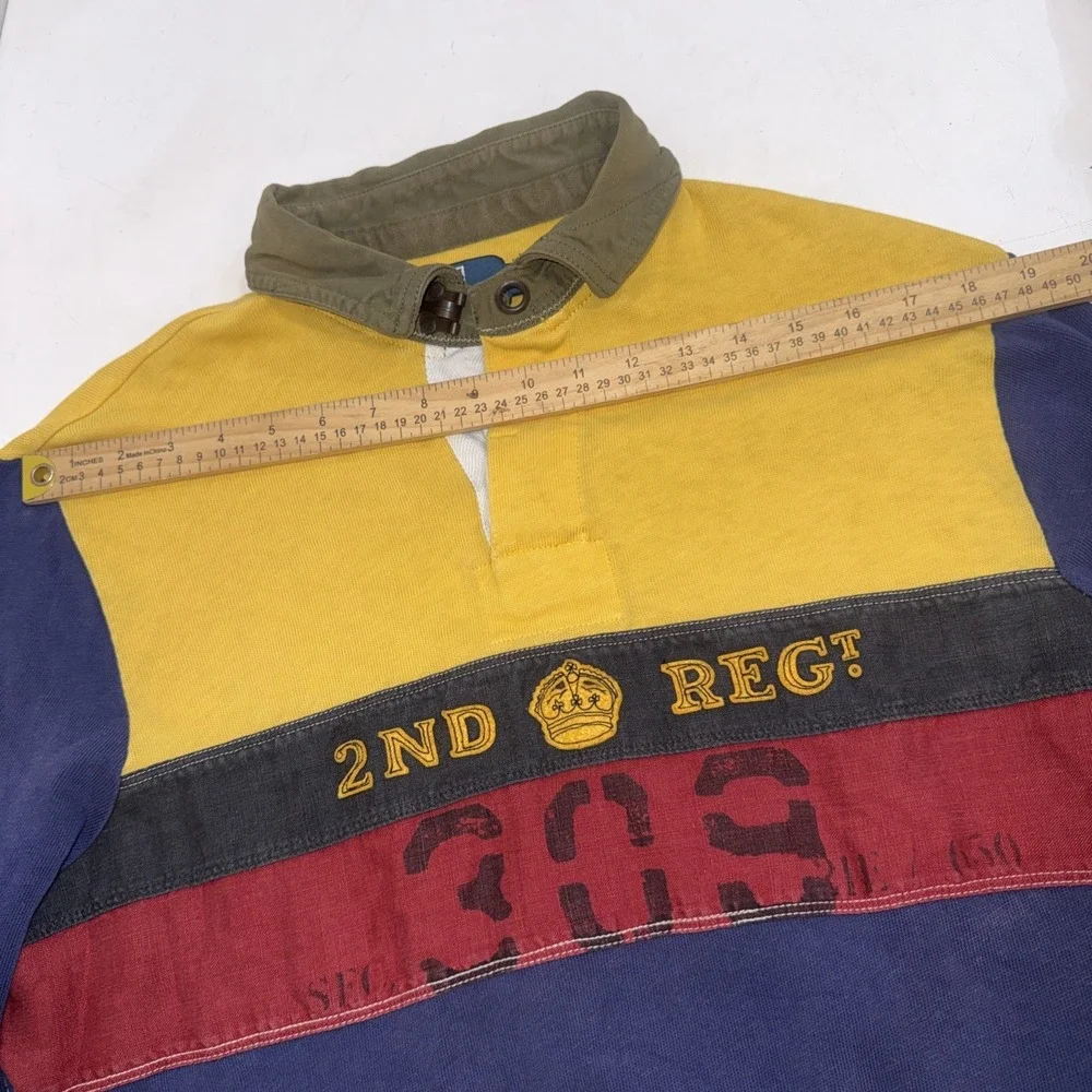 Vintage Polo Ralph Lauren 2nd Regiment Embroidered Rugby Shirt Mens Size Large